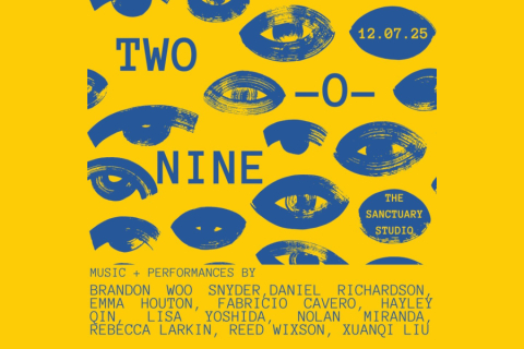 Orange background with blue eyes